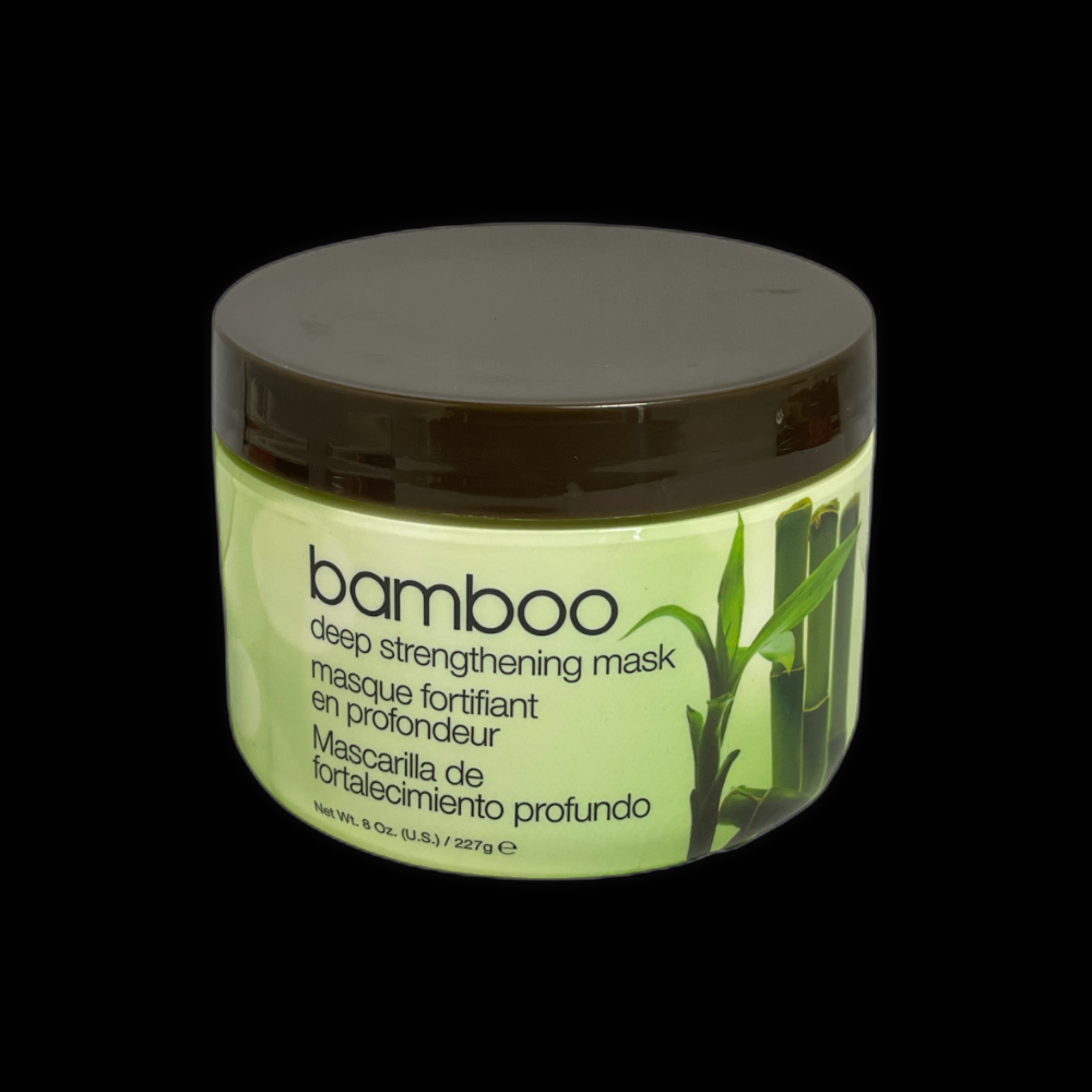 Nasami Beauty Bamboo Deep Strengthening Mask applied on hair, showing its nourishing and revitalizing effects.