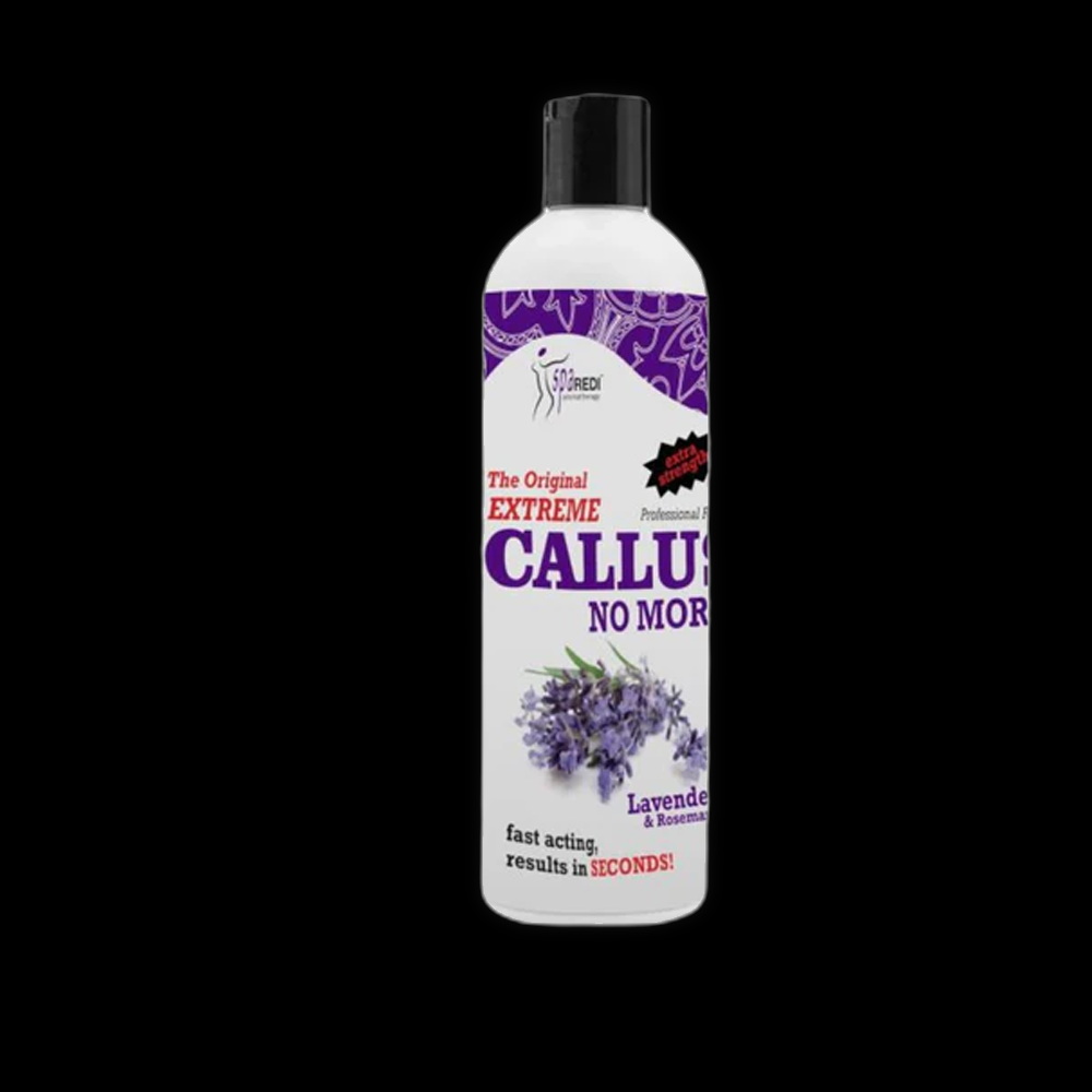 SpareDi Extreme Callus Lavender and Rosemary foot scrub with lavender flowers and rosemary herbs for smooth, refreshed skin.