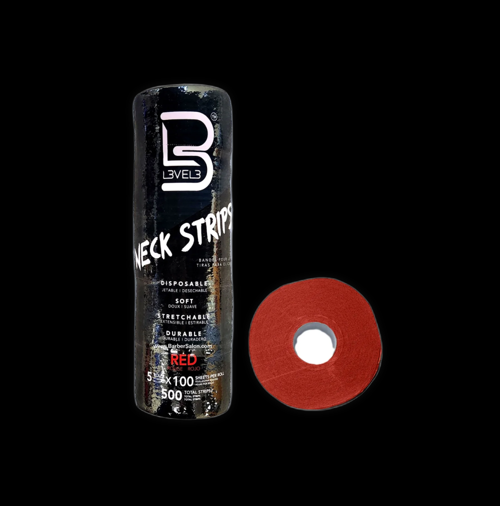 L3VEL3 Neck Strips in vibrant red color, designed for sports or outdoor activities, featuring adjustable straps for a secure fit.