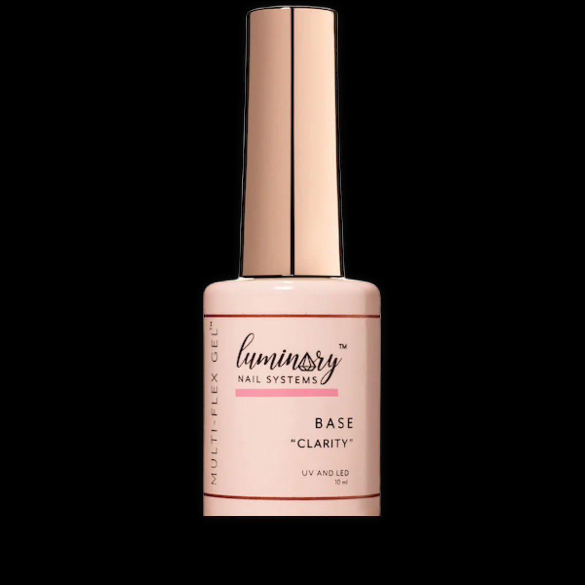 Luminary Nail Systems Luminary Base Clarity, clear nail prep and base coat in a sleek bottle, designed for professional nail application.