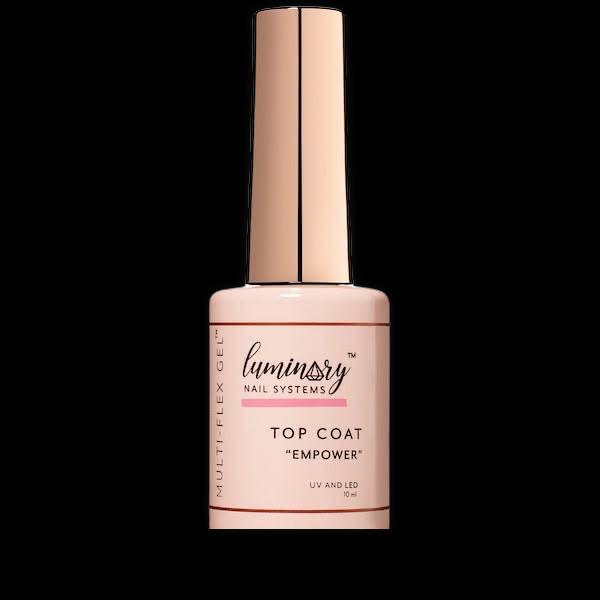 Luminary Nail Systems Luminary top coat shown on a white background with a clear bottle and brush applicator.