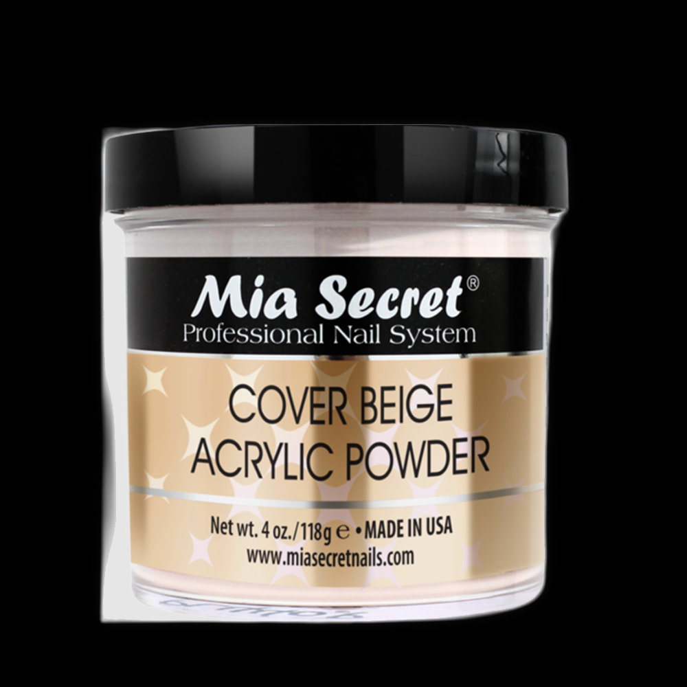Mia Secret Cover Beige Power in 4oz jar, professional nail powder with a smooth, beige finish for natural-looking nails.