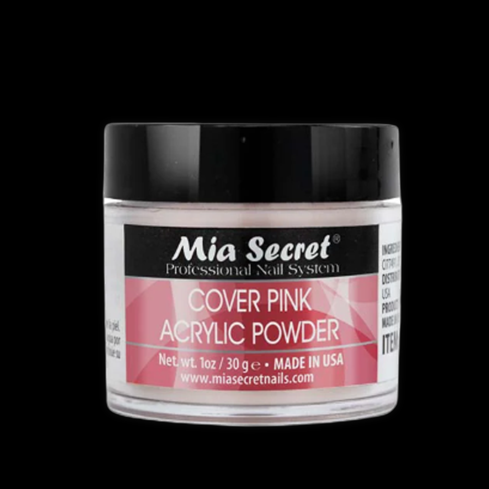 Mia Secret Cover Pink Power gel in a 4oz jar, showing the pink-colored acrylic or gel product with label and lid.