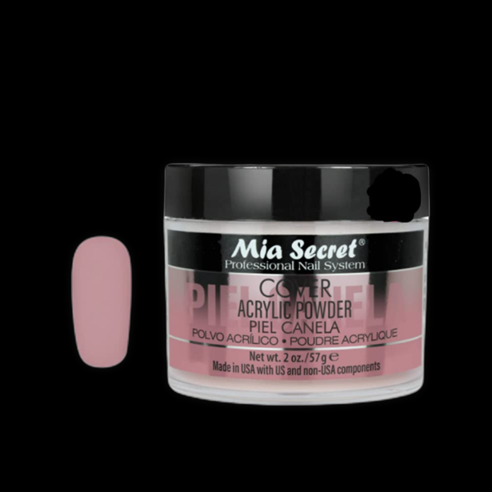 Mia Secret Cover Power in Piel Canela 2oz nail acrylic powder with warm caramel tone for natural-looking nails