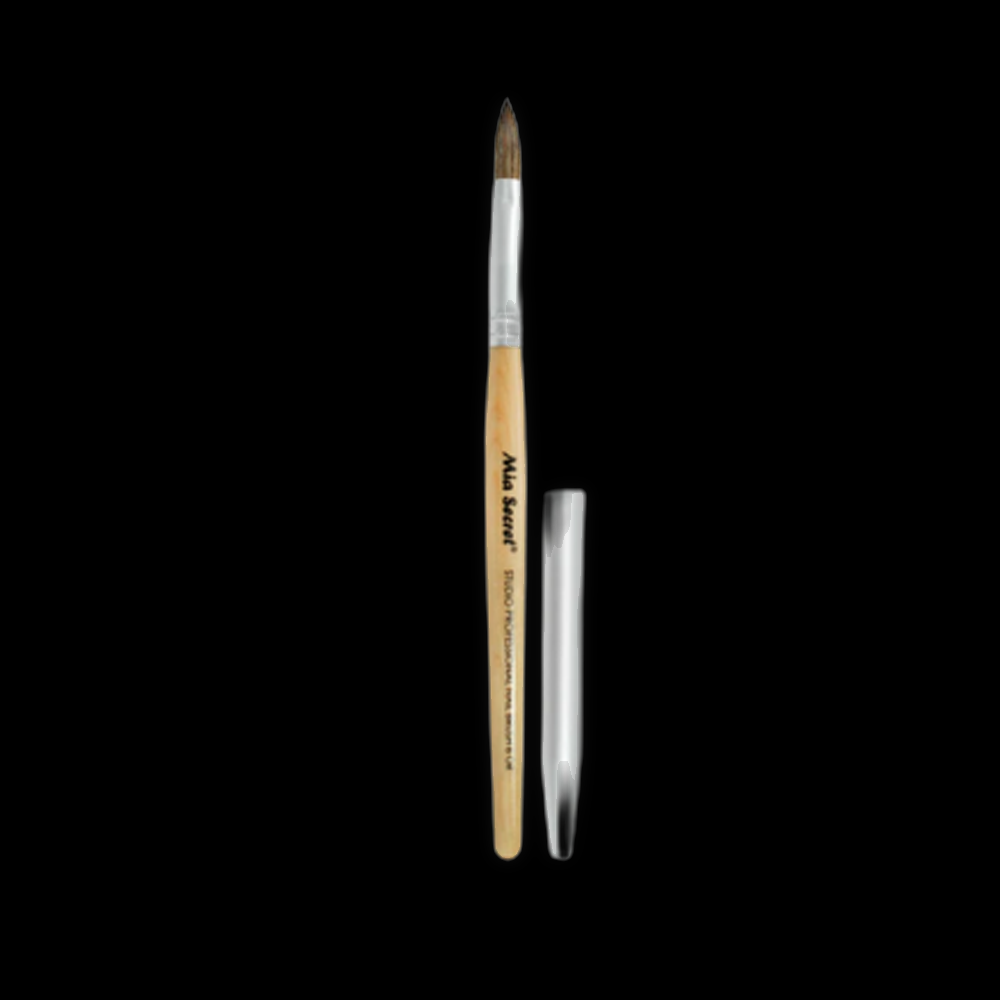 Mia Secret Studio Professional SNB-10 OR nail brush with orange handle and fine bristles, used for detailed nail art and design.