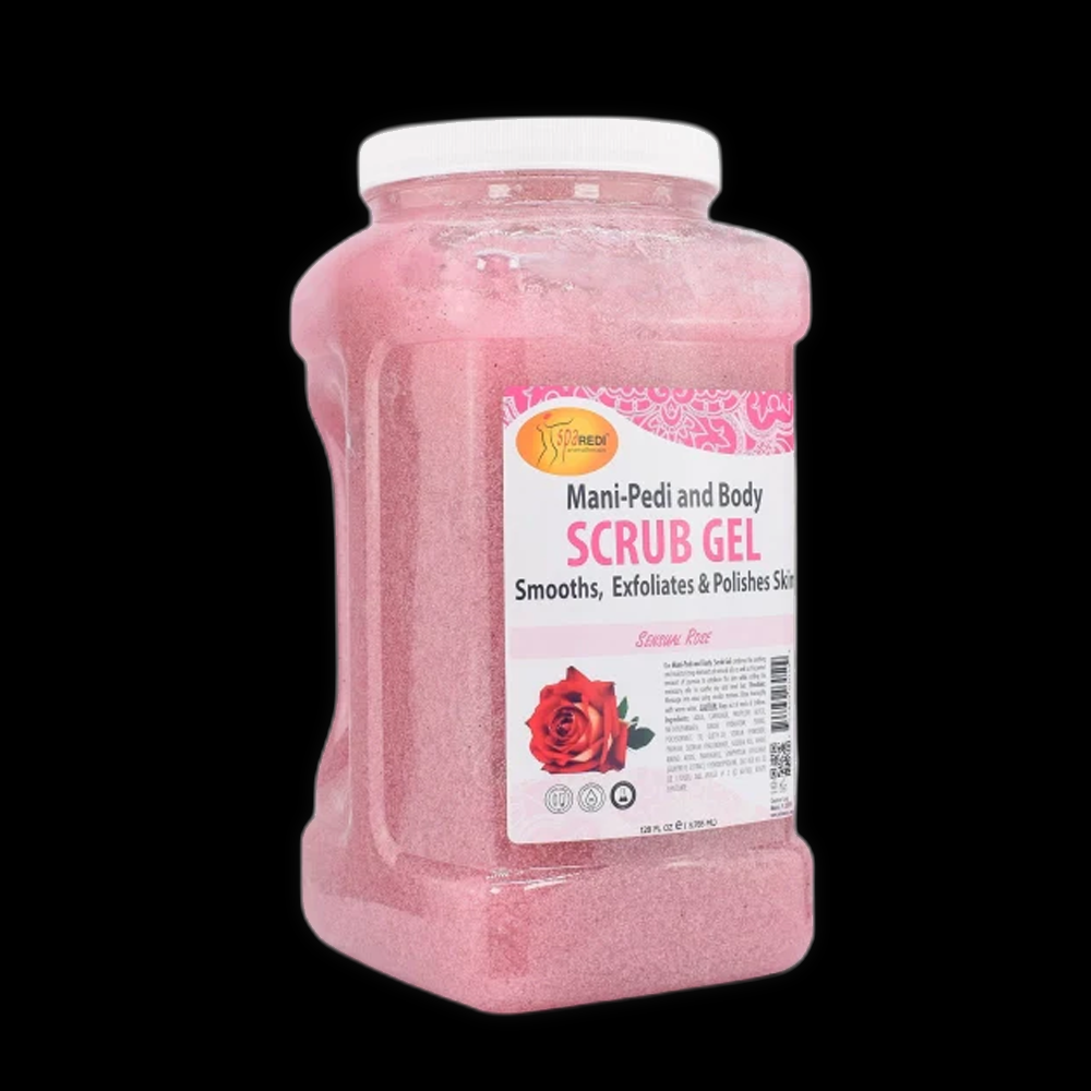 PEDI SPA Pedi Mani-Pedi Scrub Sensual Rose with pink exfoliating beads for smooth, refreshed skin.