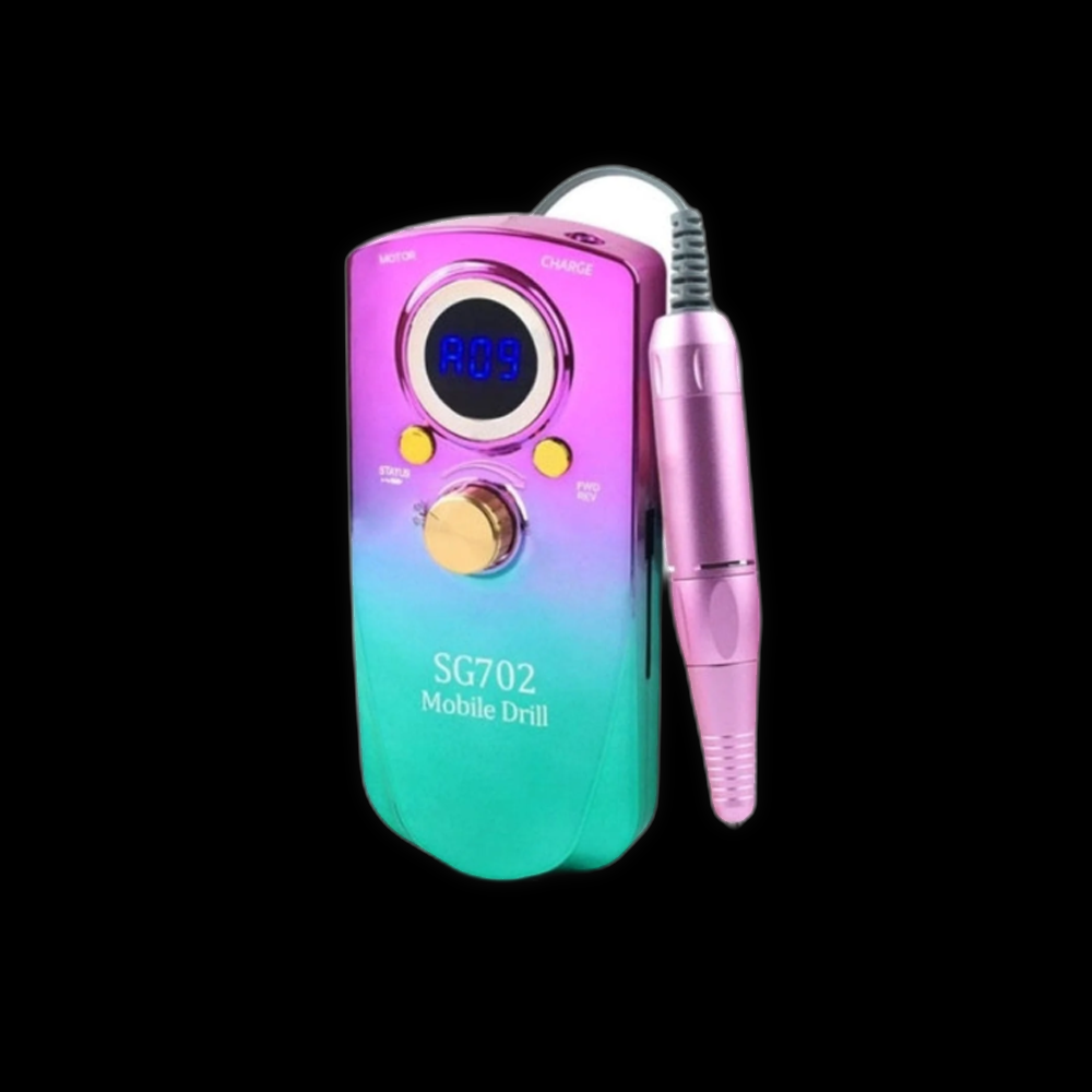 Portable nail drill SG702 by Nasami Beauty with a sleek design and adjustable speed control, ideal for professional or at-home manicures.
