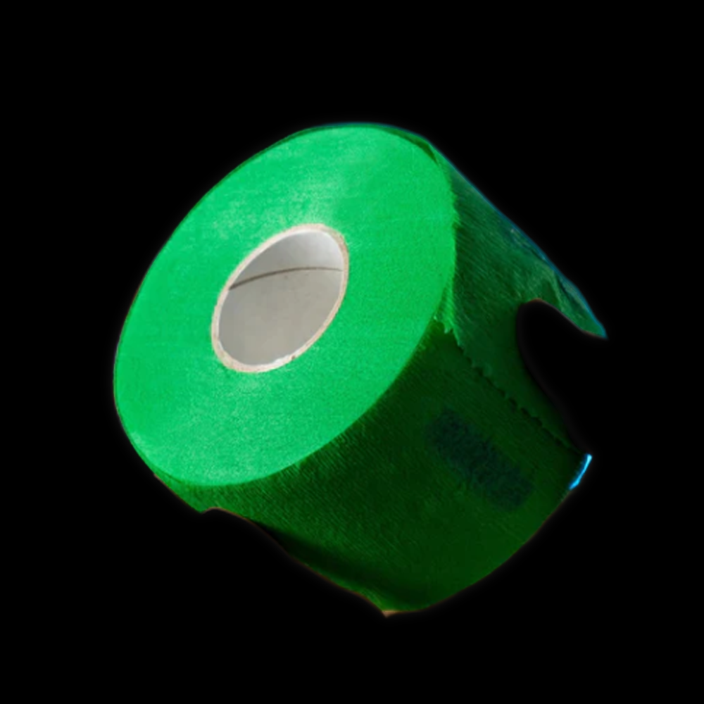 Green Rolda Barber neck strip, disposable hair and neck protector for barbering and haircuts, made of lightweight material.