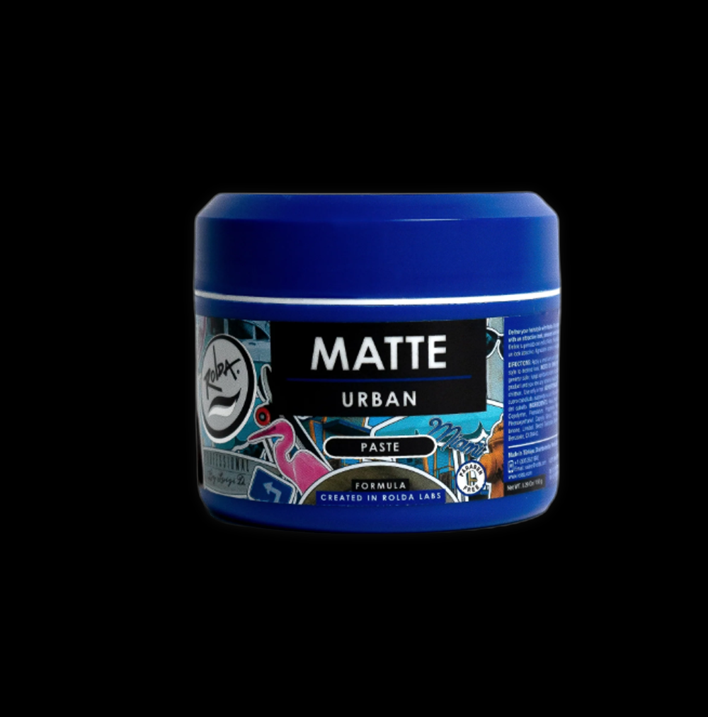 Rolda Matte Urban Paste in 150g jar, showcasing smooth, matte finish hair styling product with a sleek container.