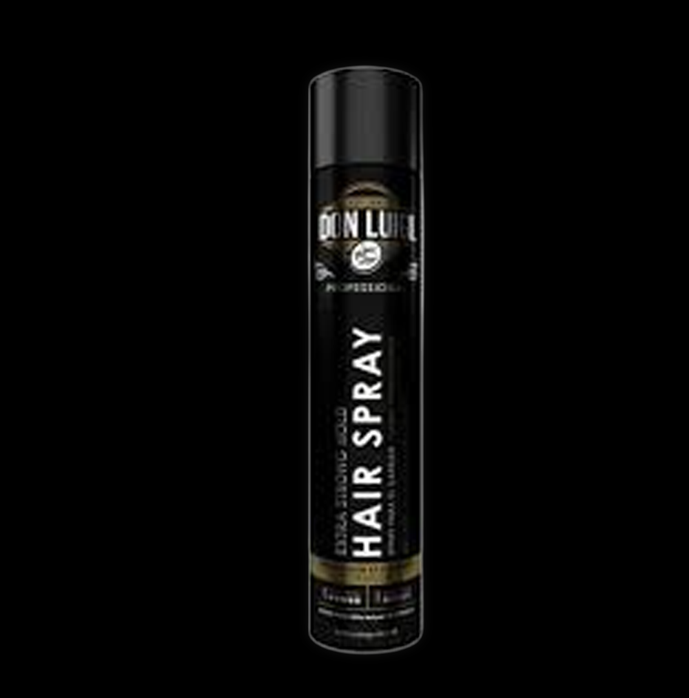 Rolda Xtra Strong Hold Hair Spray bottle with spray nozzle, showcasing the product's branding and packaging.
