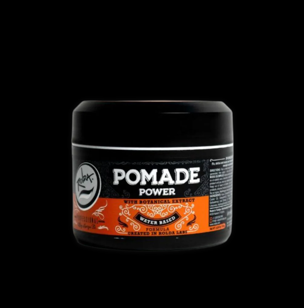 Rolda ROLDA Pomade Power 150g jar showing the black container with label and product name for men's hair styling.