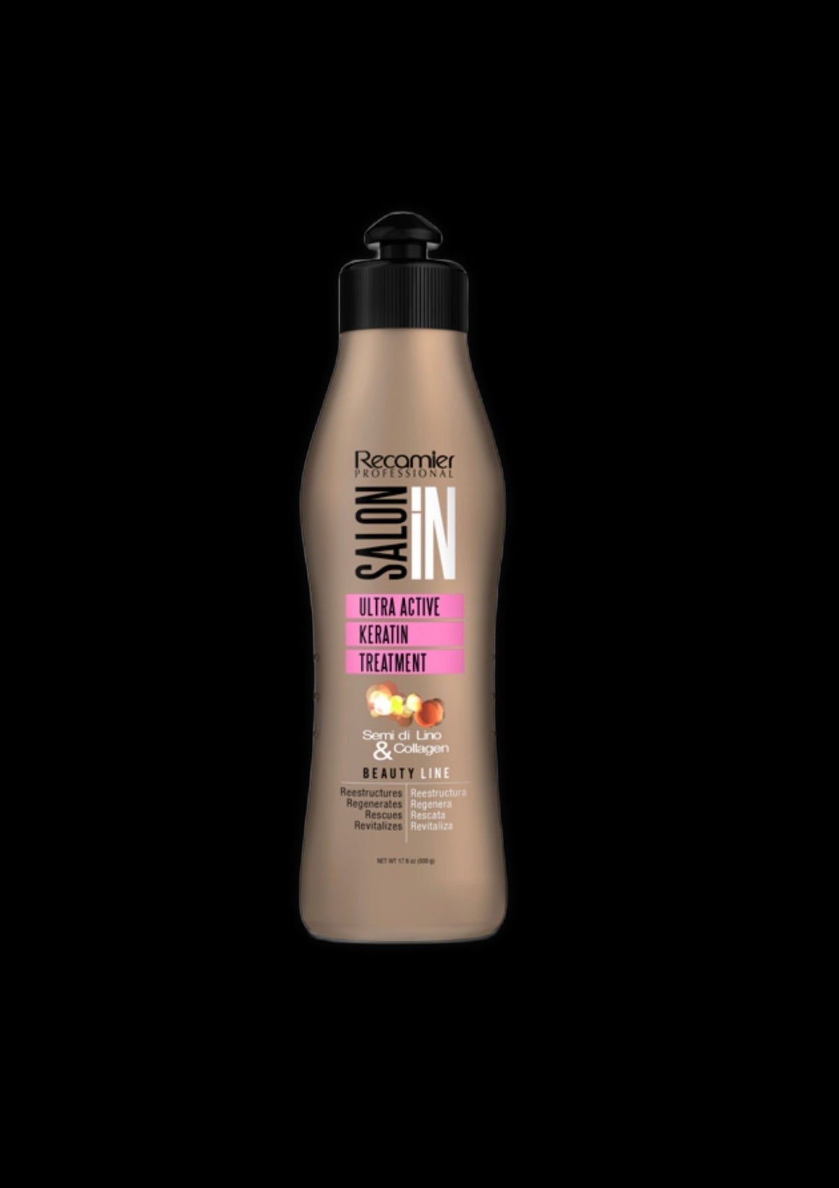 SALONIN Ultra Active Keratin Treatment in 17.6 oz bottle, smooths and strengthens hair with keratin formula