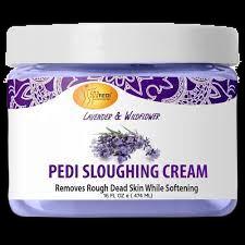 Spa Redi lavender wildflower scrub pedi sloughing cream with natural exfoliating ingredients in a jar.